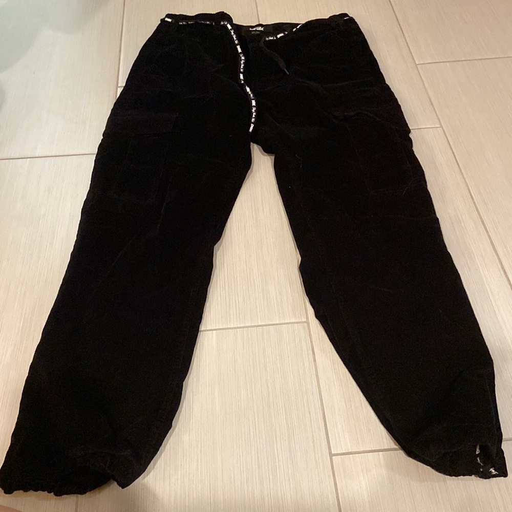 Mens black velvet skater jeans